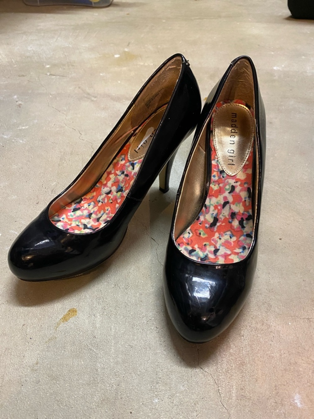 Madden Girl Black Patent Round-Toe High Heel Pumps